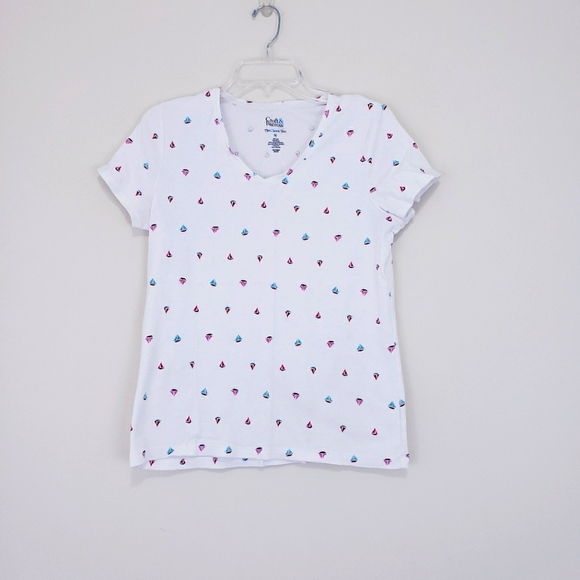 Sail Boat Print V Neck Croft & Barrow Classic T Shirt Size Medium - Picture 1 of 6